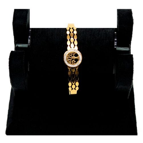 Gold Bracelet with Round Cut-Out Charm | Minimal Daily Wear Jewellery